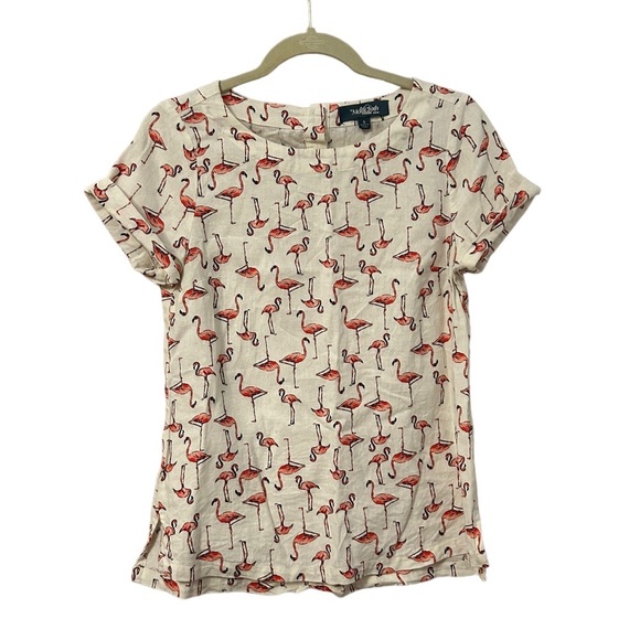 MODCLOTH FLAMINGO LINEN BLOUSE - Picture 1 of 4